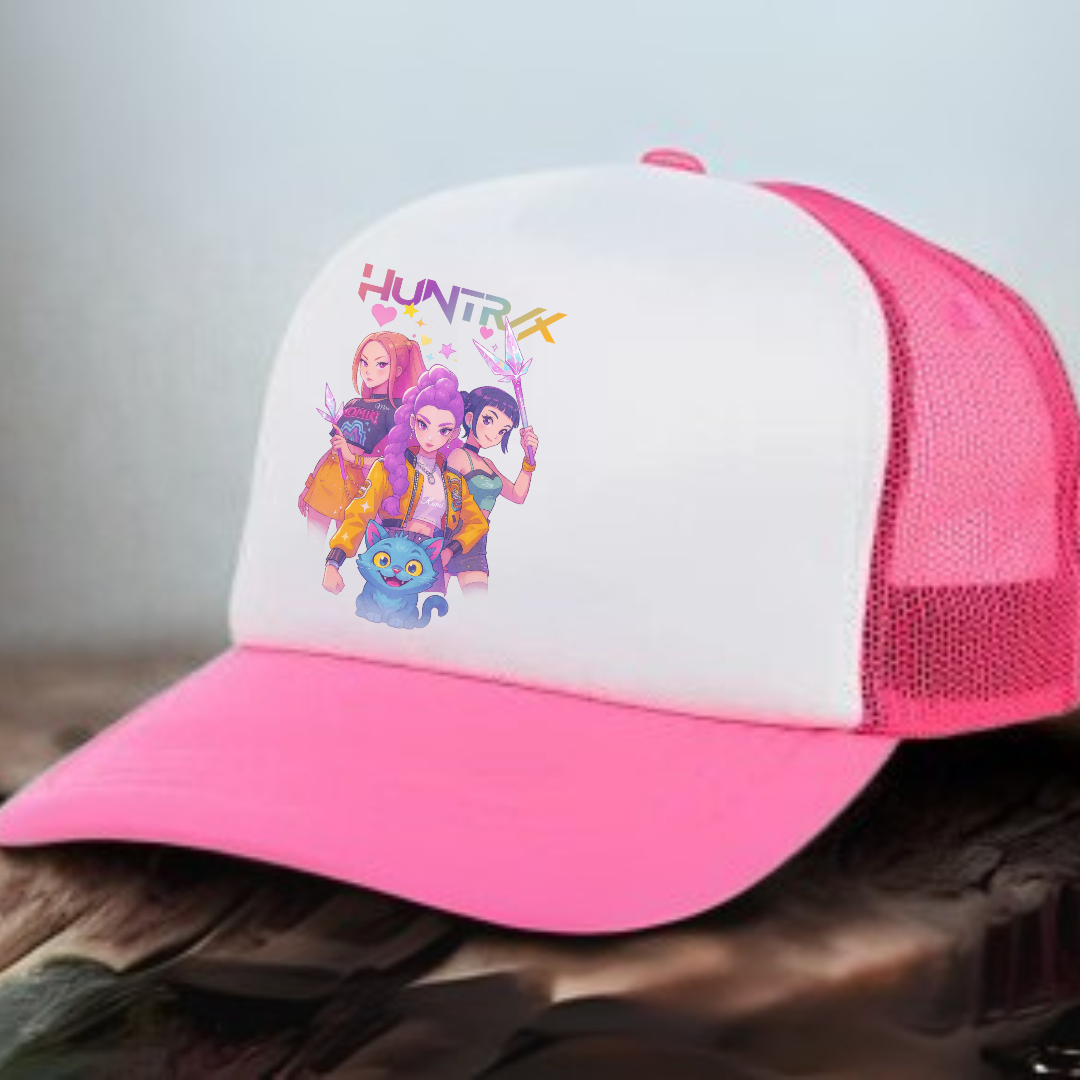 Kids Pink Huntrix Trucker Hat/ Hot Pink