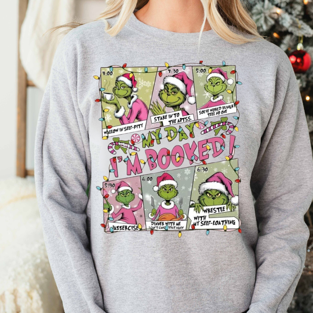 Grinch I m BOOKED Crewneck Sweater Julie s Artistry