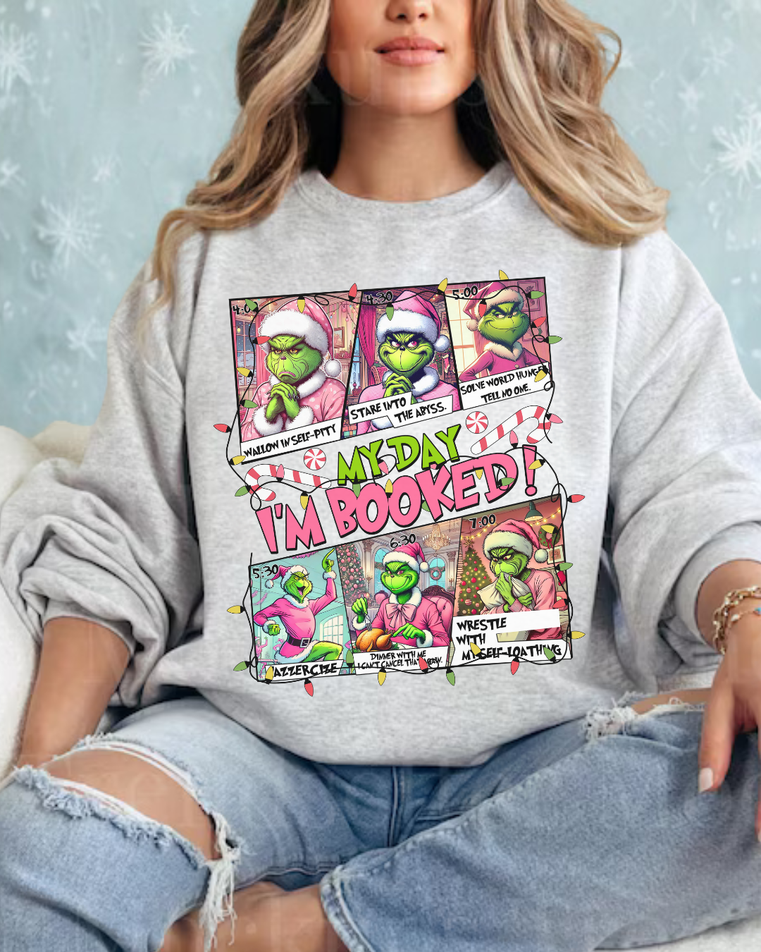Grinch "My Day is Book" Adult Holiday Sweater