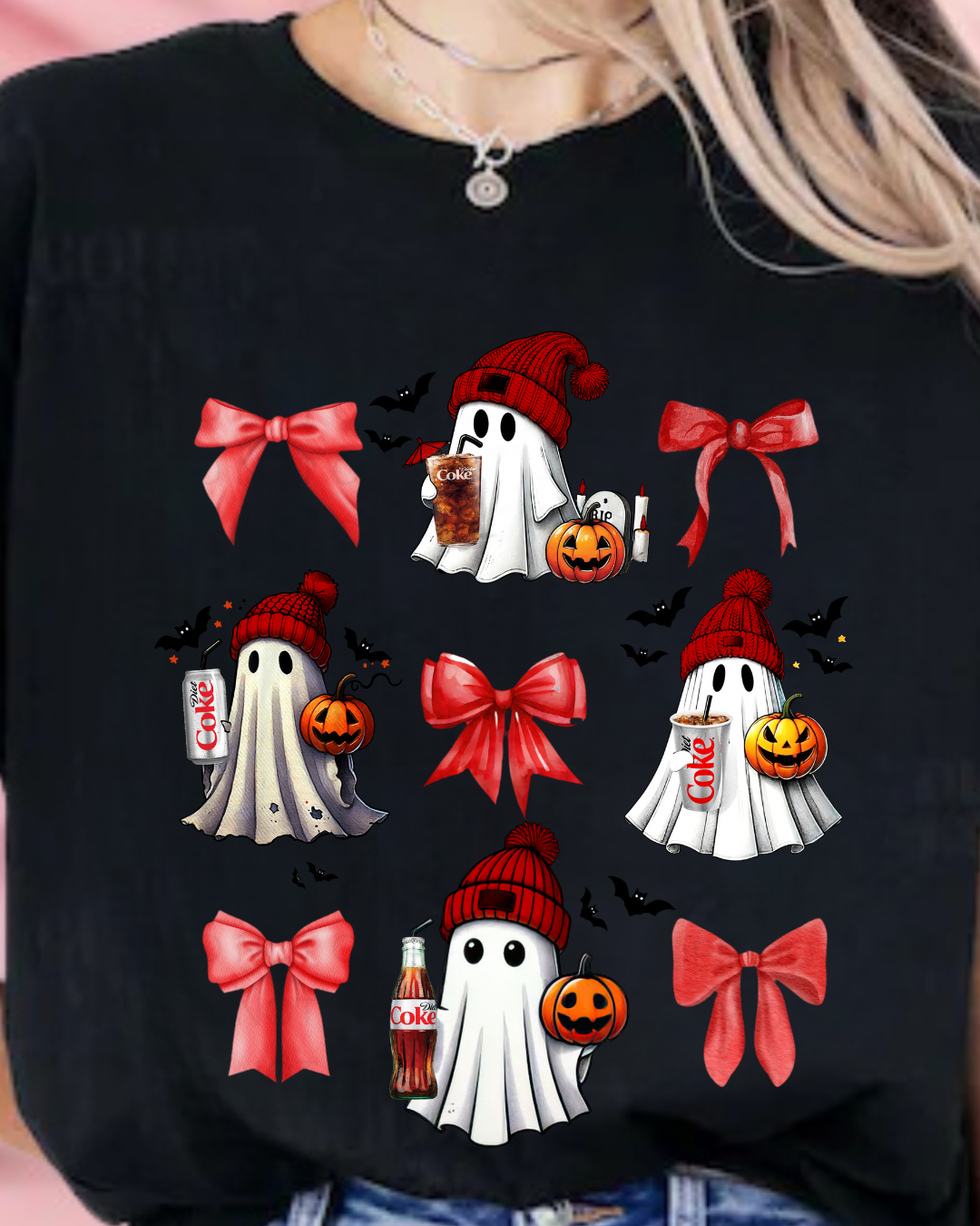 Spooky Diet Coke Bow Ghost - Adult T-Shirt