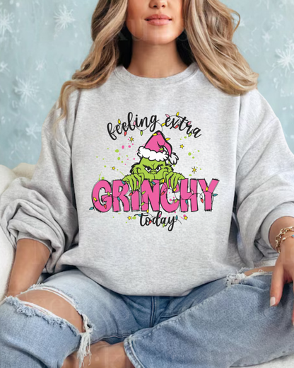 Adult "Feeling Extra Grinchy" with Sleeve Sweater