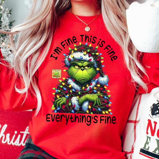 The Grinch "I'm Fine" adult Holiday Crewneck Sweater