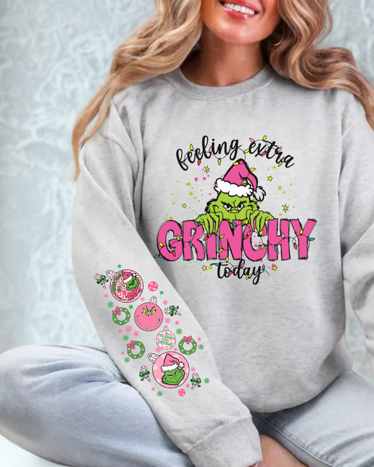 Adult "Feeling Extra Grinchy" with Sleeve Sweater